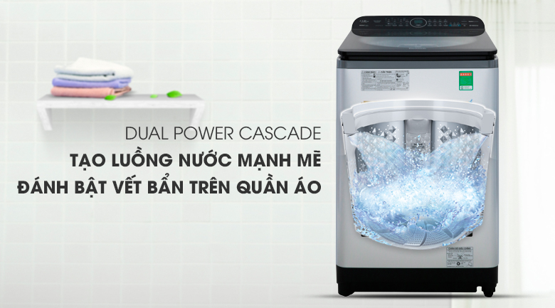 Máy giặt Panasonic Inverter 11.5 Kg NA-FD11XR1LV - Tạo luồng nước mạnh mẽ nhờ Dual Power Cascade  