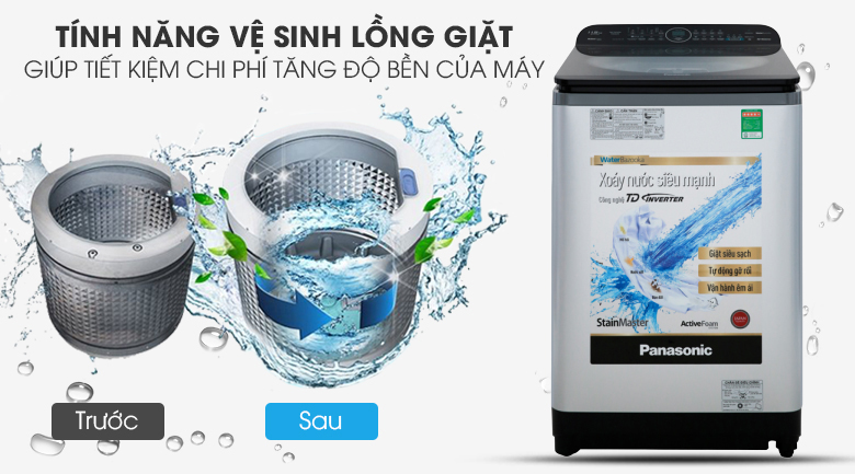 Máy giặt Panasonic Inverter 11.5 Kg NA-FD11XR1LV - Tiết kiệm chi phí và thời gian bởi tính năng vệ sinh lồng giặt