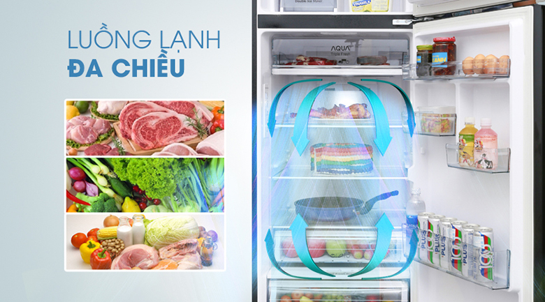 Làm lạnh nhanh chóng với luồng lạnh đa chiều - Tủ lạnh Aqua Inverter 373 lít AQR-IG386DN GBN